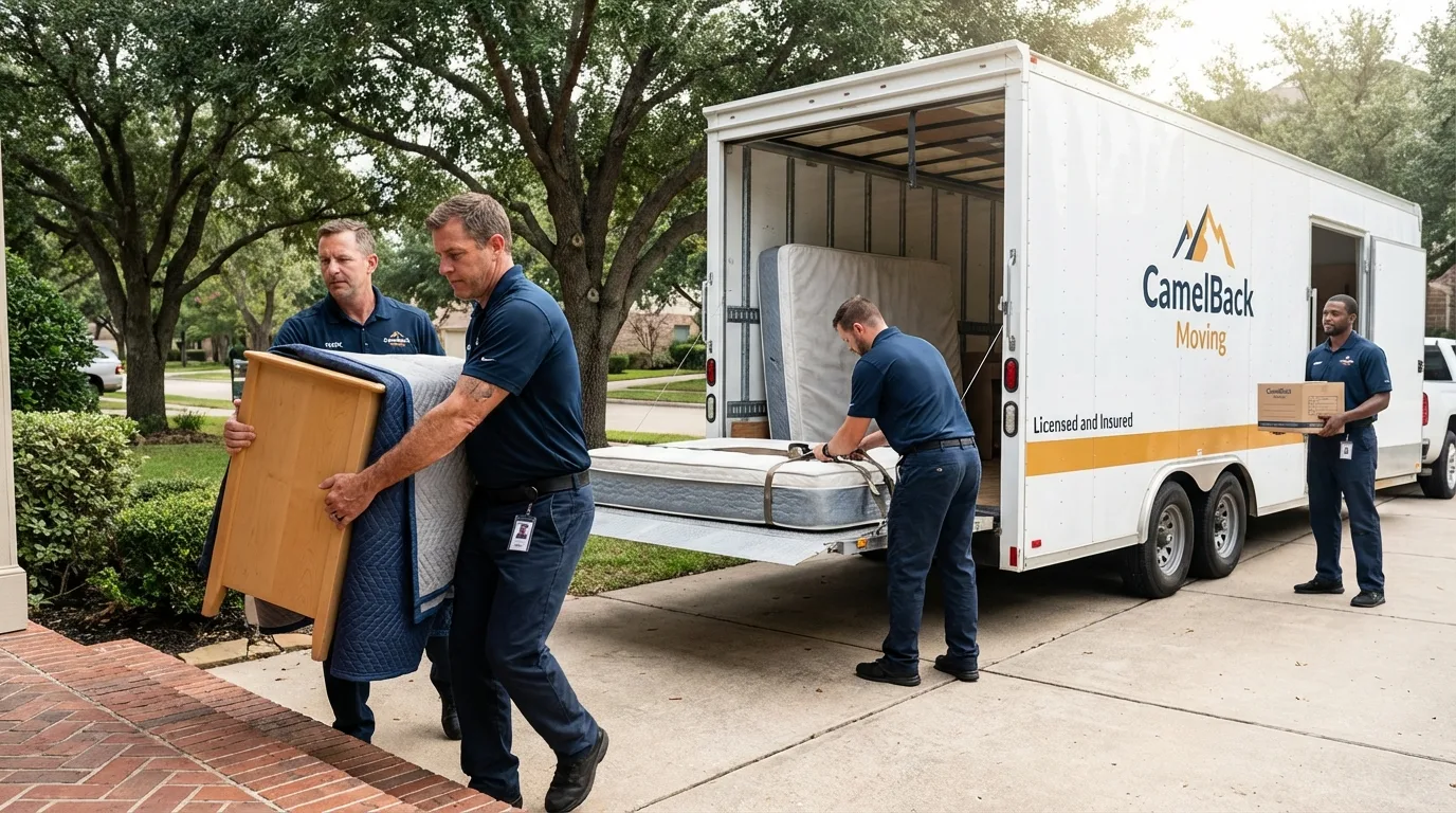 Crew loading residential truck for cross-state move from Royersford, PA