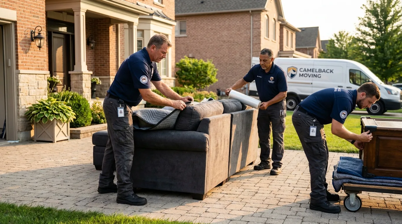 Large estate moving crew wrapping furniture in Royersford, PA